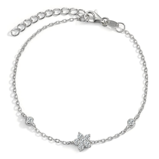 Armband Silber Zirkonia 8 Steine rhodiniert Blume verstellbar