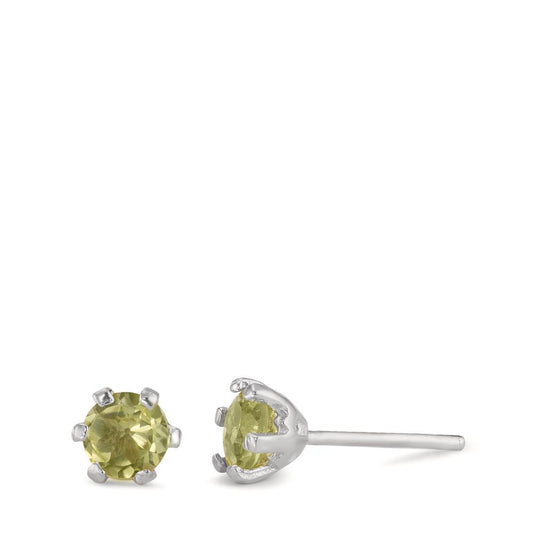 Ohrstecker Silber Peridot 2 Steine rhodiniert Ø6.5 mm