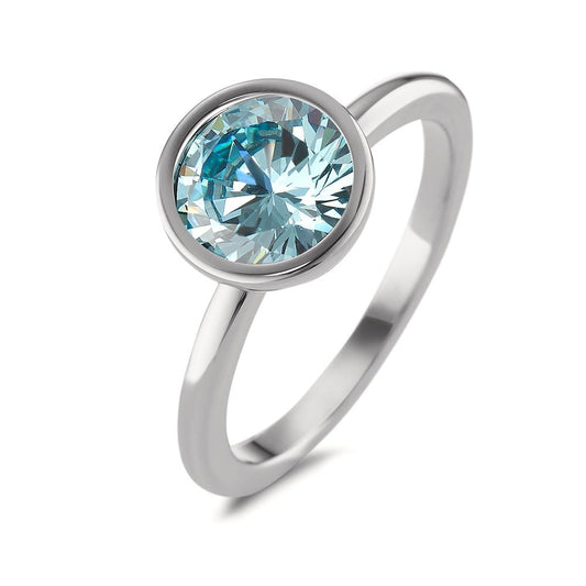 Fingerring Edelstahl Zirkonia aqua Ø9.5 mm