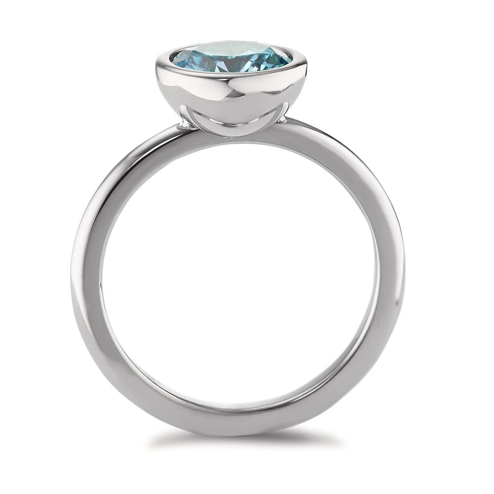 Fingerring Edelstahl Zirkonia aqua Ø9.5 mm