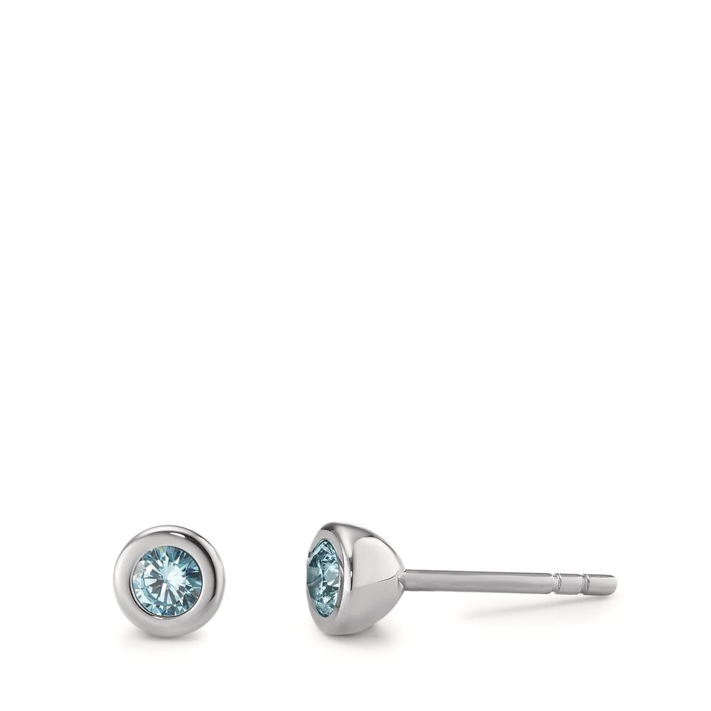 Ohrstecker Joy Edelstahl mit Aqua Blue Zirkonia, Ø5mm