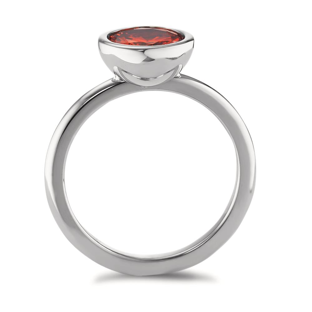 Fingerring Edelstahl Zirkonia rot Ø9.5 mm