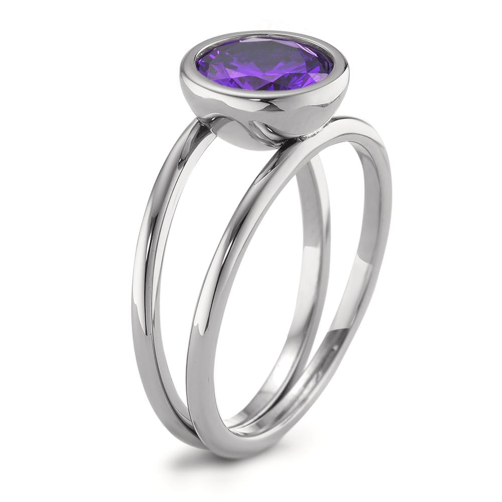 Fingerring Edelstahl Zirkonia violett Ø9.5 mm