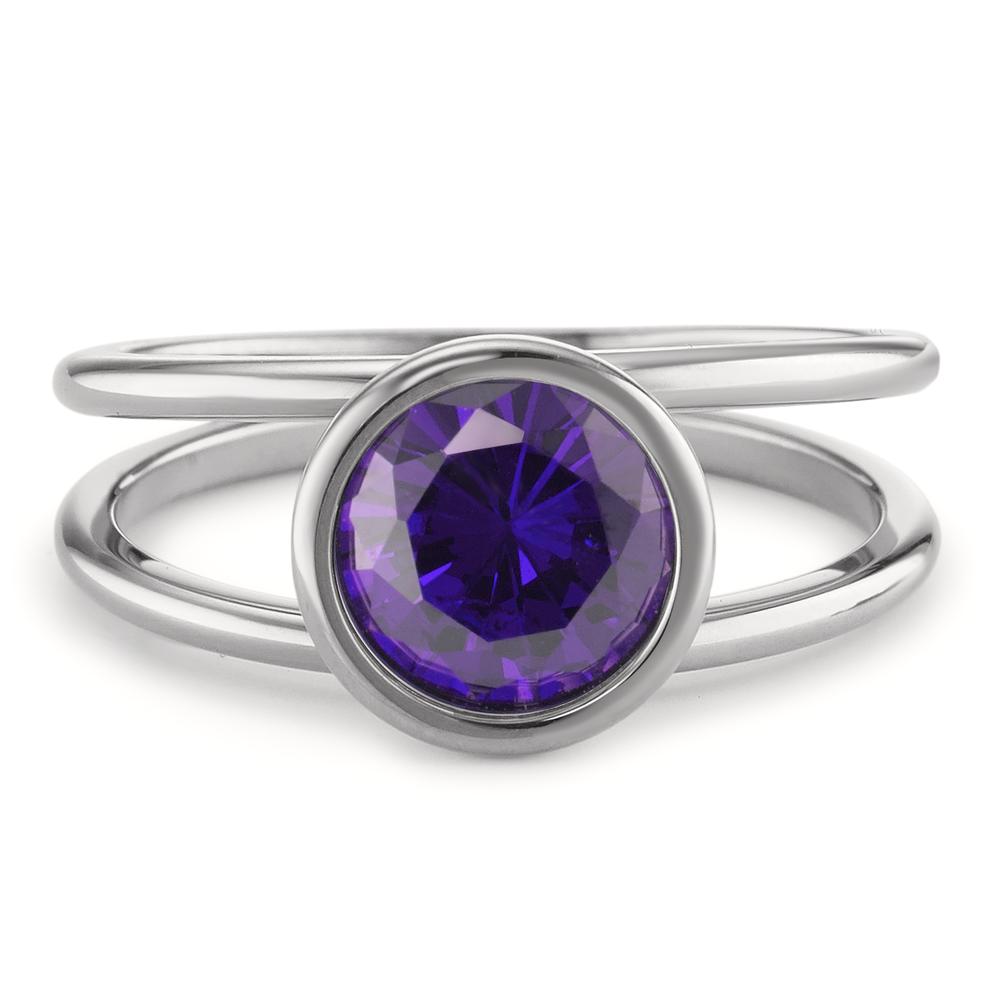 Fingerring Edelstahl Zirkonia violett Ø9.5 mm