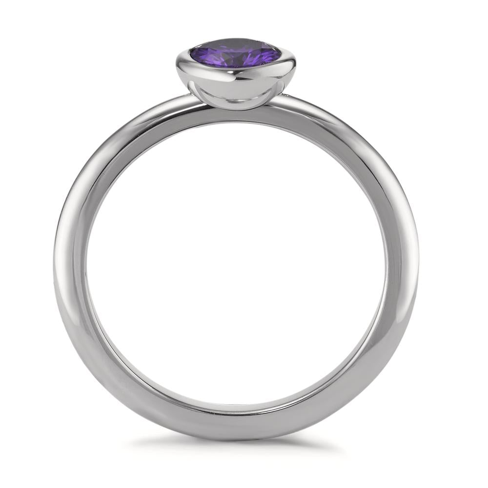 Fingerring Edelstahl Zirkonia violett Ø7 mm