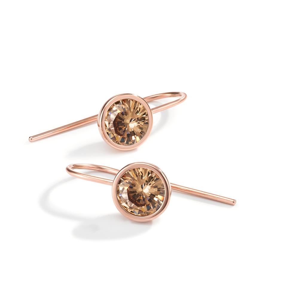 Ohrhänger Joy Roségold aus Edelstahl und Light Champagne Zirkonia, Ø9.5mm