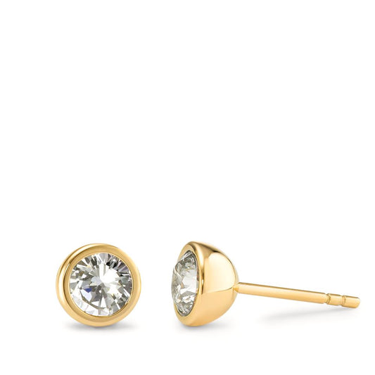 Ohrstecker Joy Gold aus Edelstahl mit Crystal White Zirkonia, Ø7mm