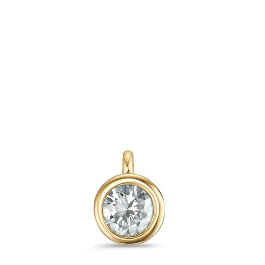 Charm-Anhänger Joy Gold aus Edelstahl mit Crystal White Zirkonia, Ø7mm