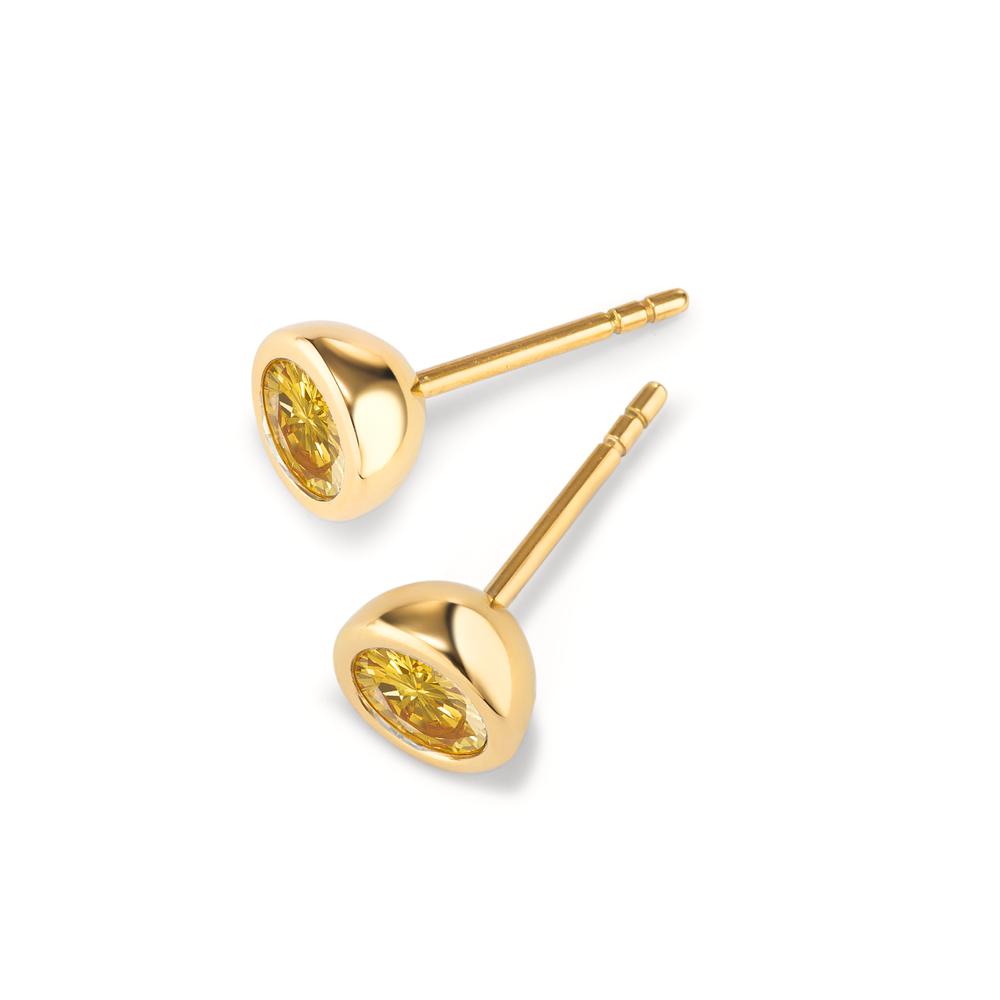 Ohrstecker Joy Gold aus Edelstahl mit Imperial Yellow Zirkonia, Ø7mm