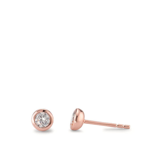 Ohrstecker Silber Zirkonia 2 Steine rosé vergoldet Ø5 mm