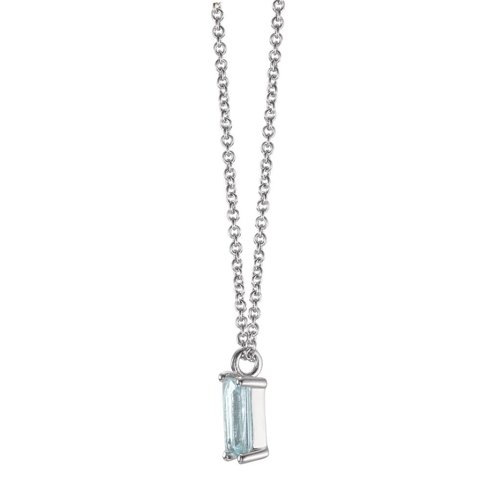 Collier 375/9 K Weissgold Topas blau, Baguette 38-42 cm verstellbar