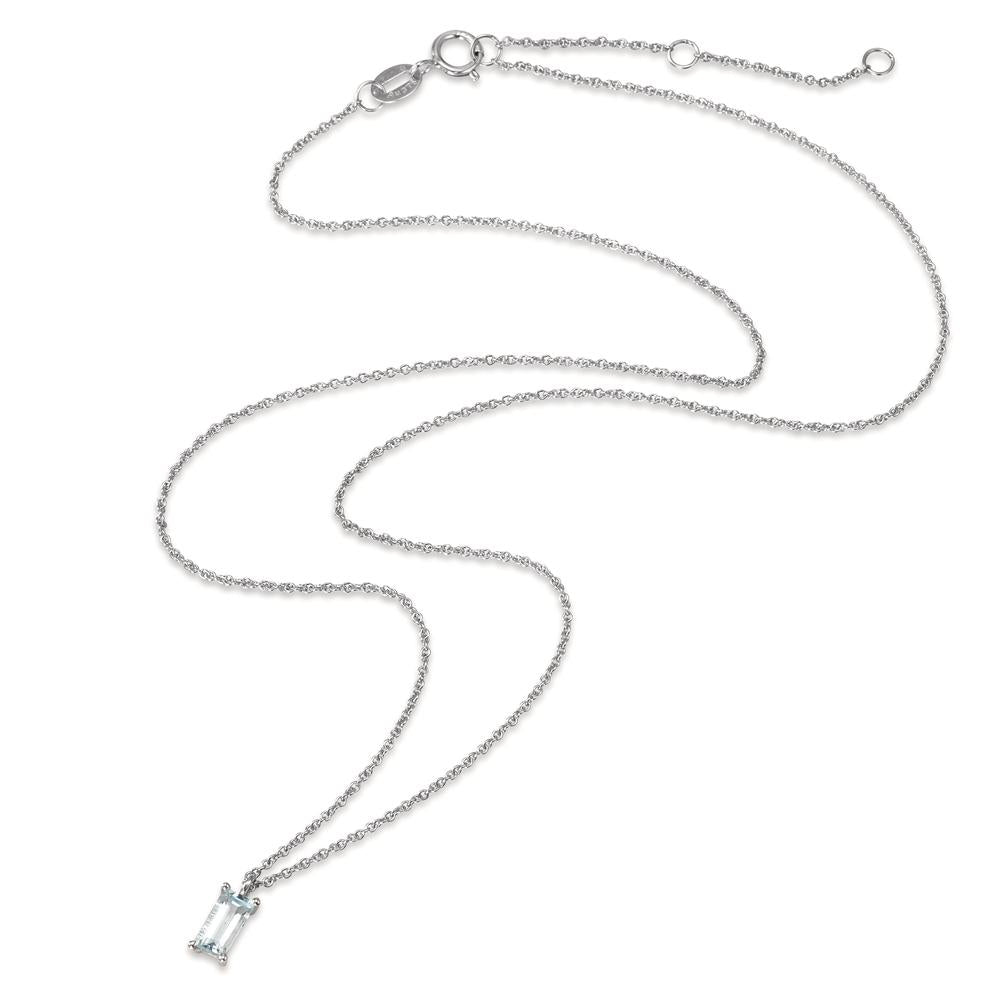 Collier 375/9 K Weissgold Topas blau, Baguette 38-42 cm verstellbar