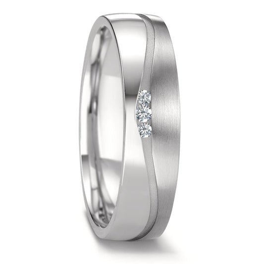 Partnerring Edelstahl Diamant 0.06 ct, 3 Steine, w-si