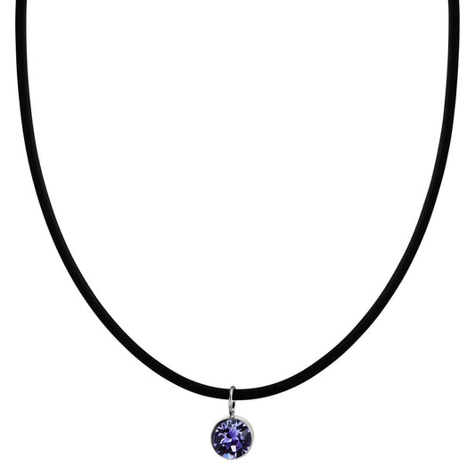 Collier Kautschuk, Edelstahl, Silber Zirkonia violett