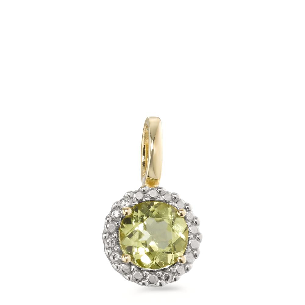 Anhänger 375/9 K Gelbgold Peridot grün bicolor Ø7.5 mm