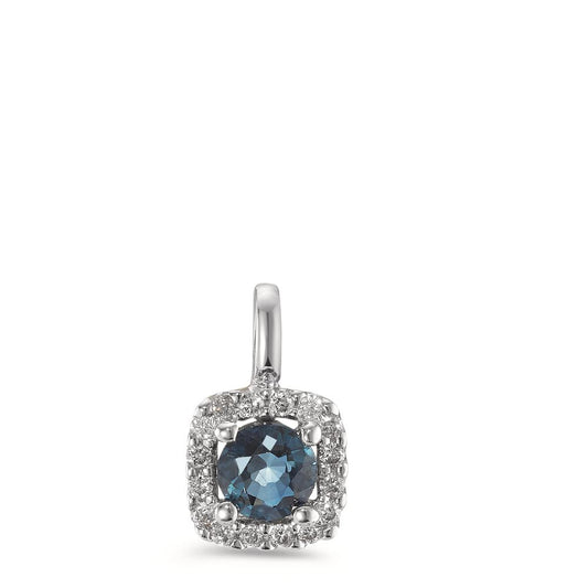 Anhänger 750/18 K Weissgold Saphir blau, Diamant weiss, 0.07 ct, 12 Steine, w-si Ø6.5 mm