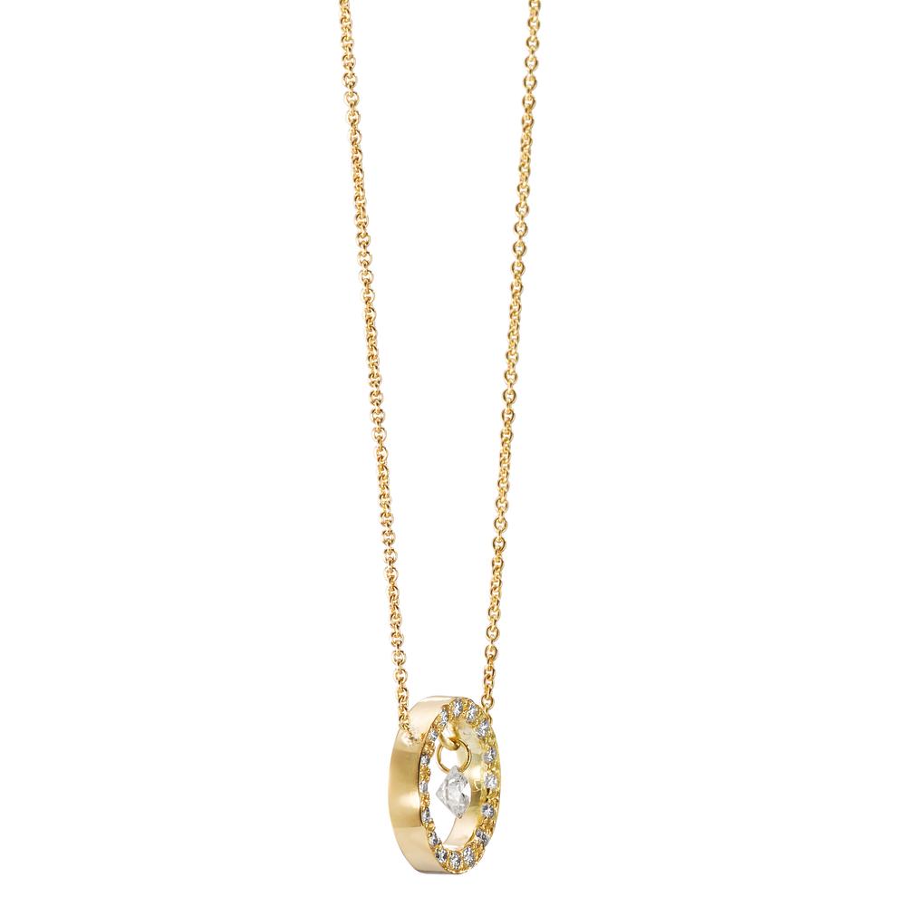 Collier 750/18 K Gelbgold Diamant 0.14 ct, 17 Steine, w-si verstellbar