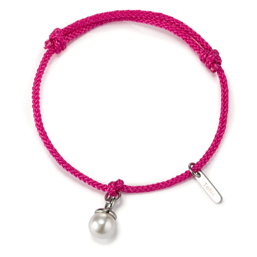 Pearl Drop Armband Arya - Pink - Edelstahl mit Muschelperle Ø7 mm verstellbar