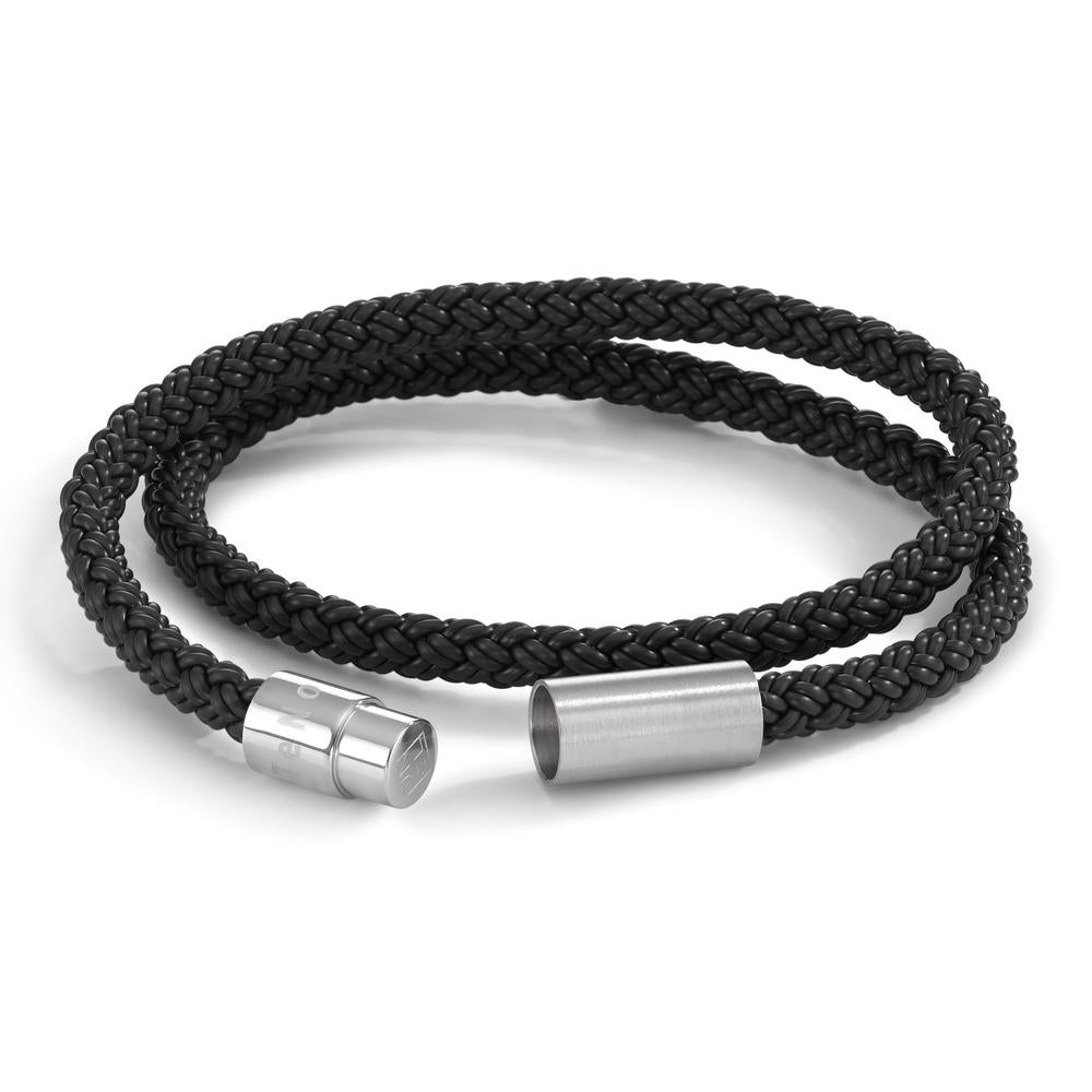 Wickelarmband Heritage Sport, Edelstahl, Silikon-Kautschuk schwarz, 23cm