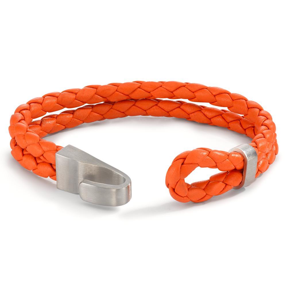 Lederarmband VADINO Orange, Knebelverschluss aus Edelstahl, 23cm