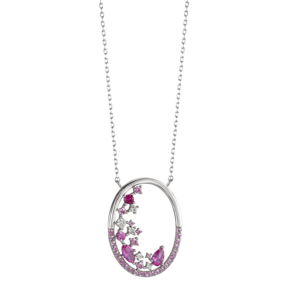 Collier Silber Zirkonia pink rhodiniert 39-43 cm verstellbar