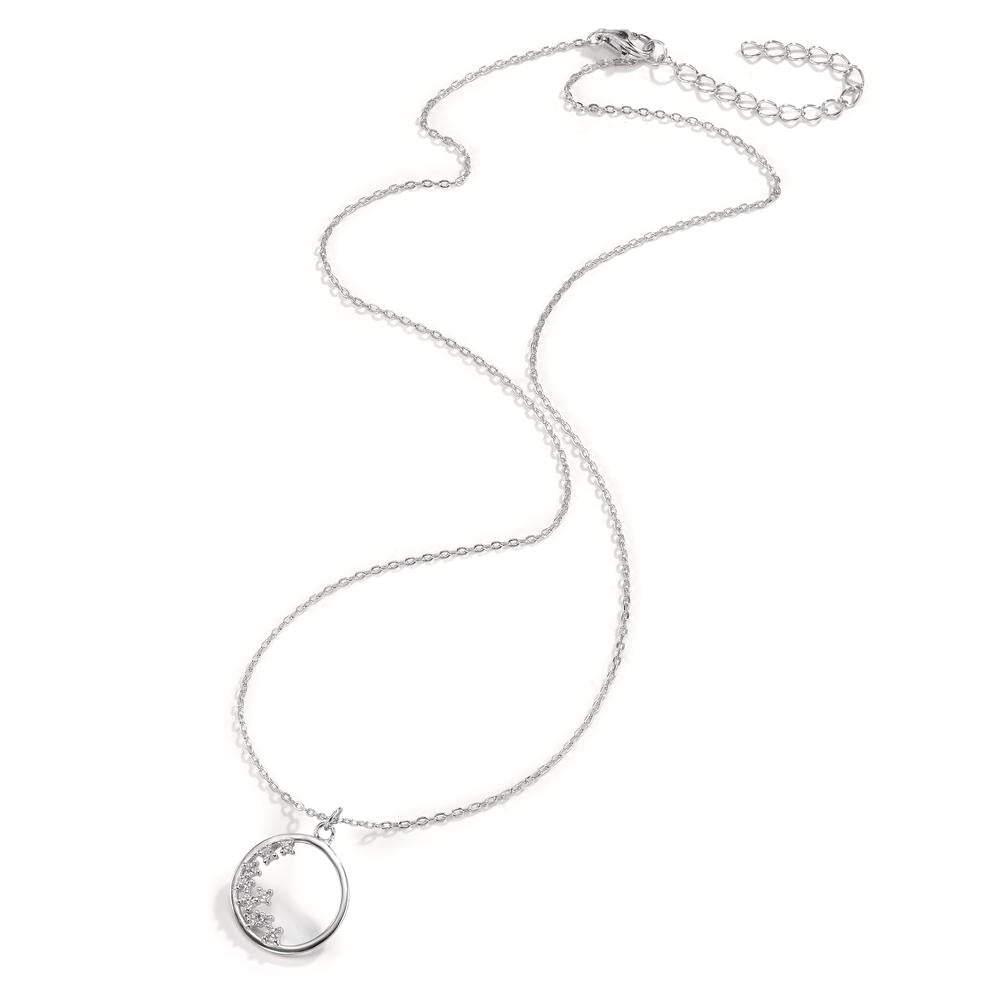 Collier Silber Zirkonia 9 Steine rhodiniert 40-44 cm verstellbar Ø15 mm