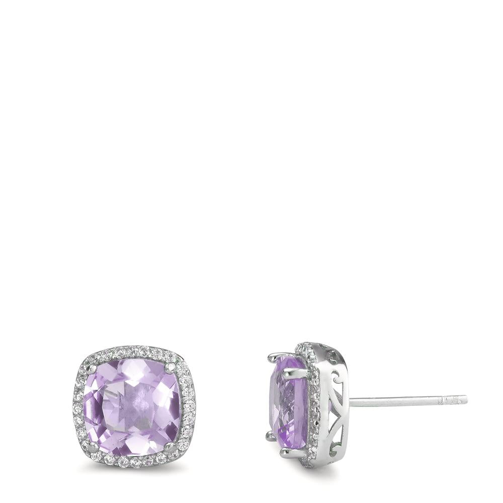 Ohrstecker Silber Amethyst rhodiniert Ø10 mm