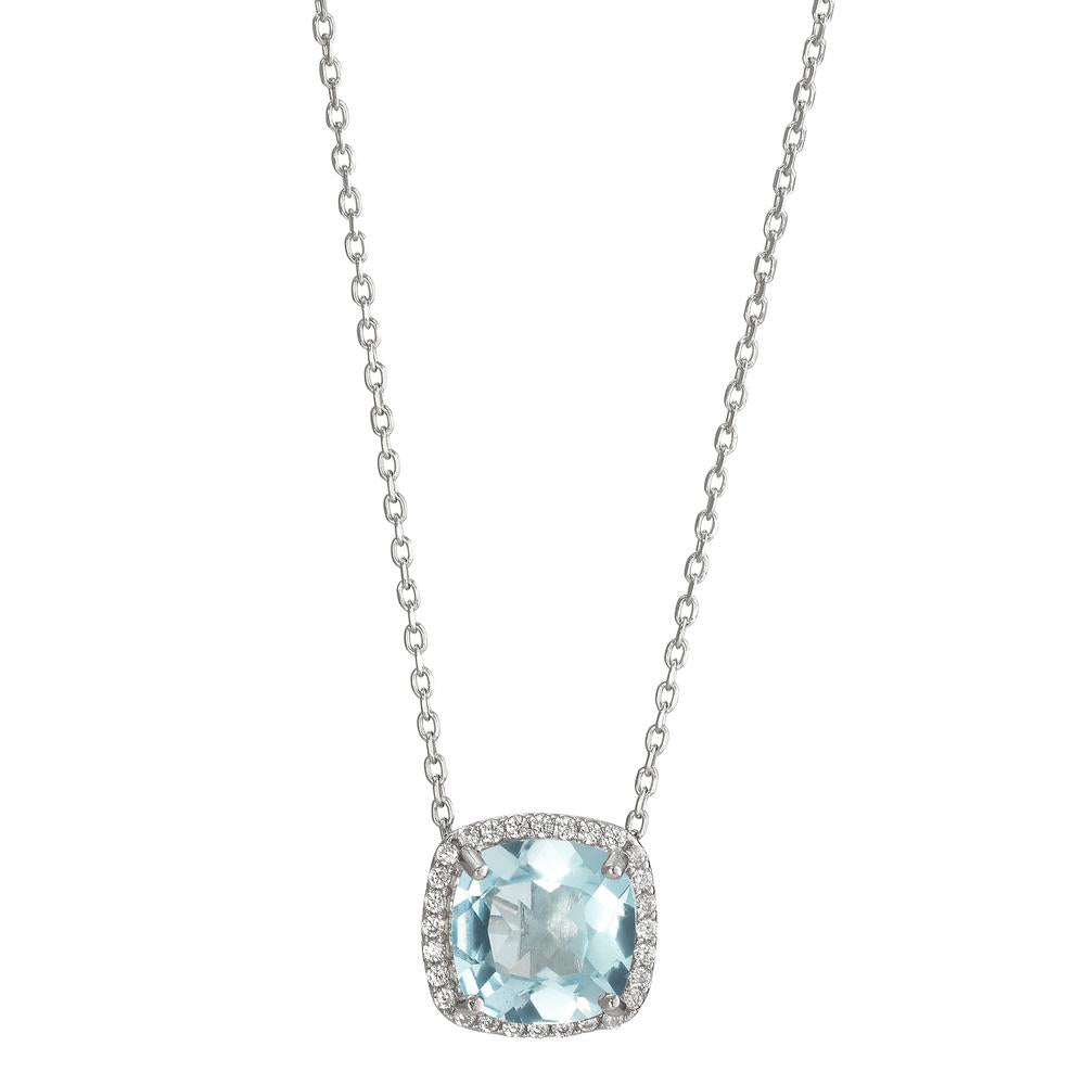 Collier Silber Topas blau rhodiniert 40-45 cm verstellbar