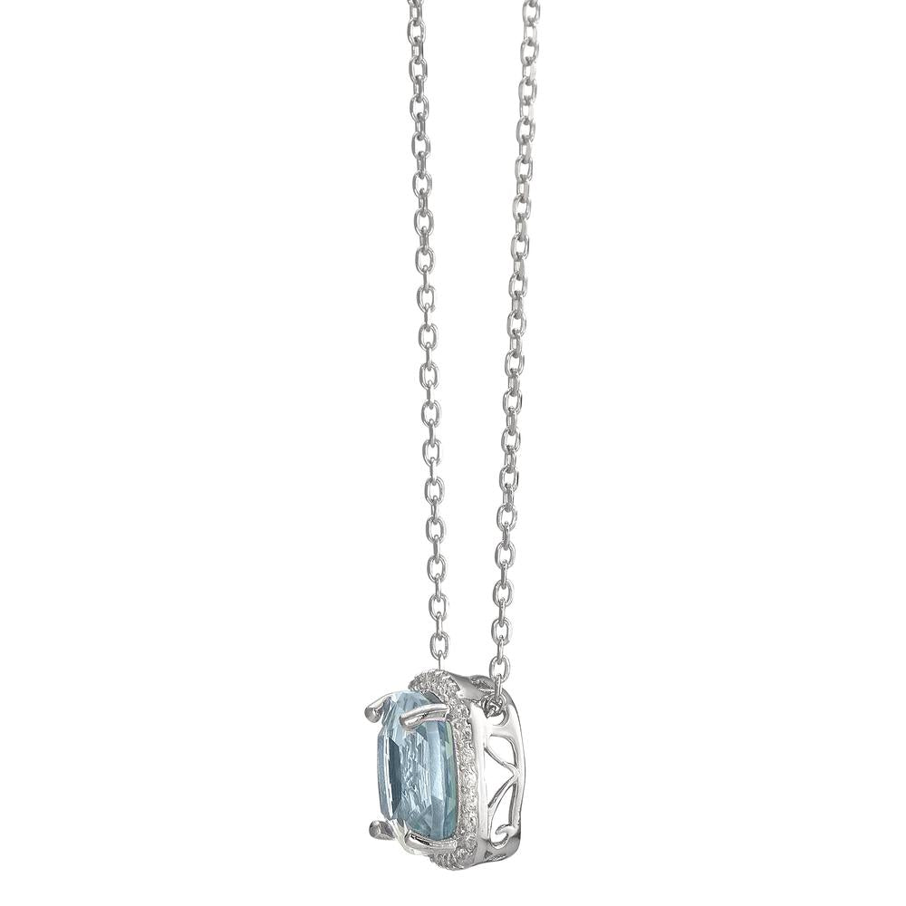 Collier Silber Topas blau rhodiniert 40-45 cm verstellbar