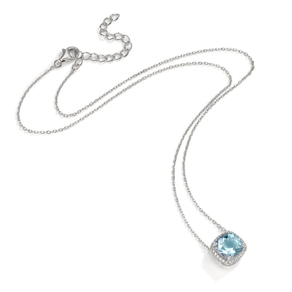 Collier Silber Topas blau rhodiniert 40-45 cm verstellbar