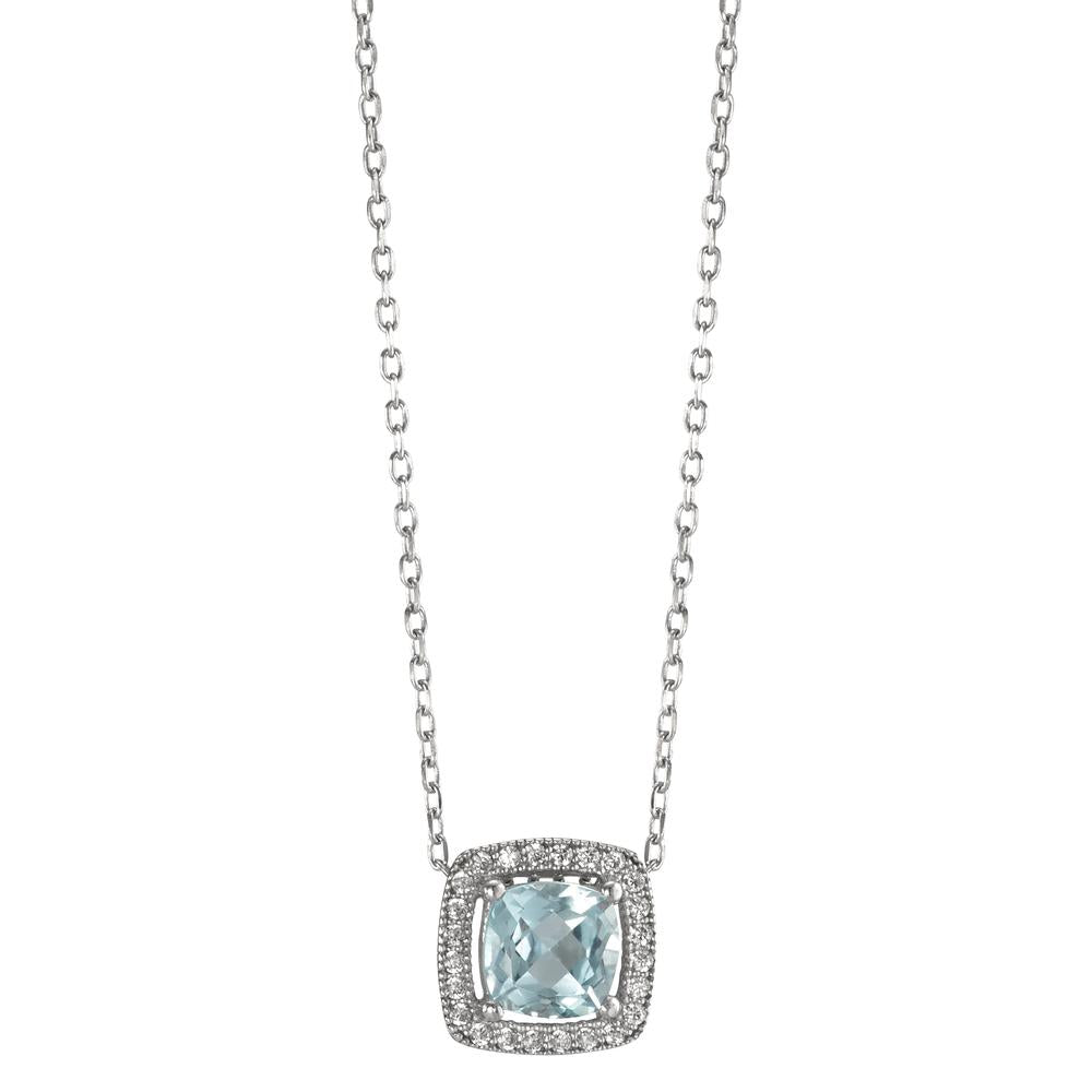 Collier Silber Topas blau rhodiniert 40-45 cm verstellbar