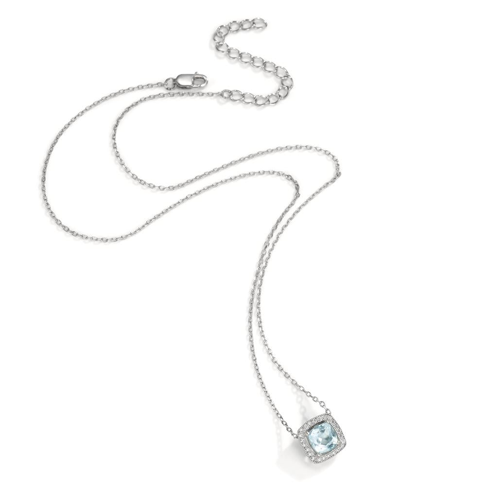 Collier Silber Topas blau rhodiniert 40-45 cm verstellbar