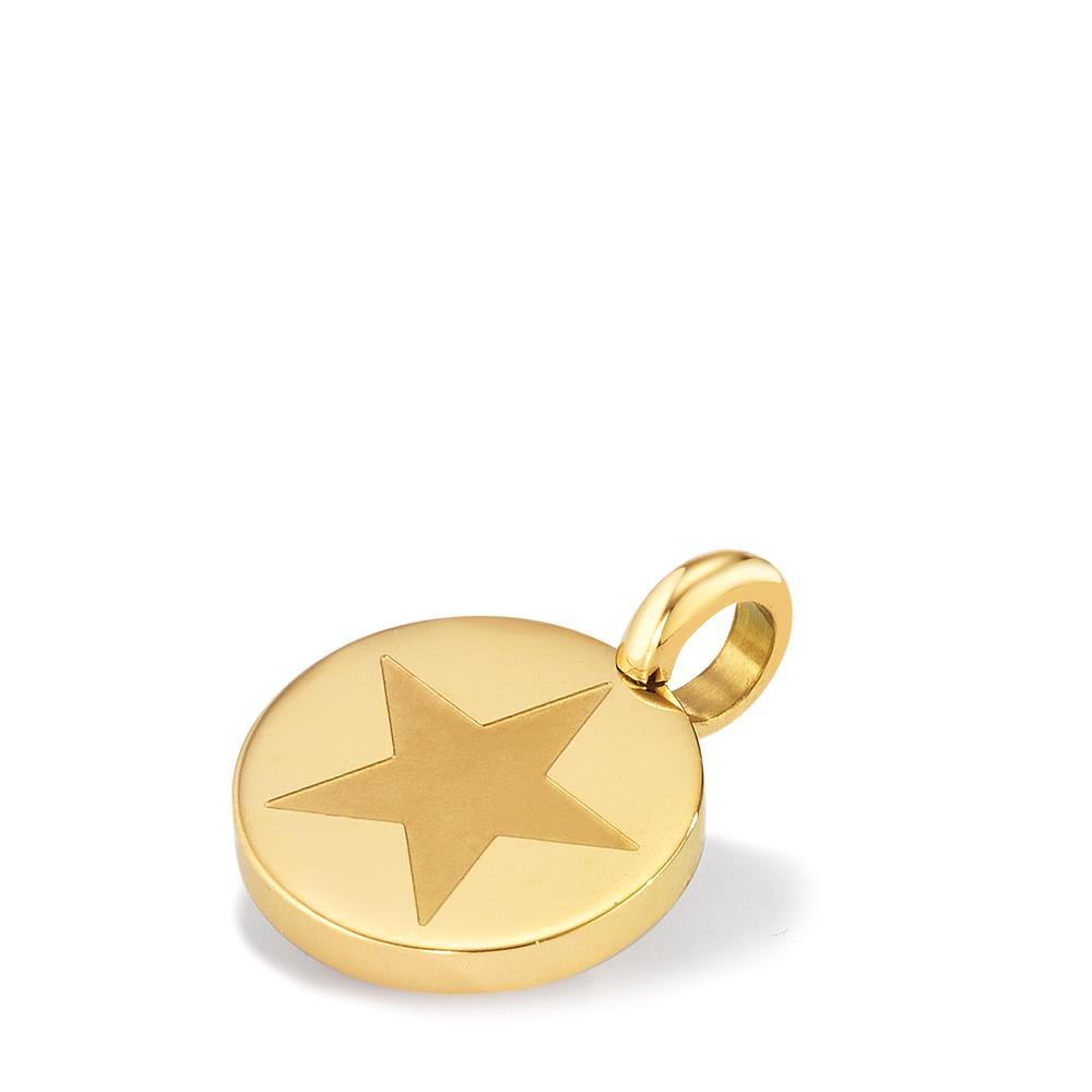 Charm-Anhänger Symbol Stern Gold aus Edelstahl glänzend Ø11 mm