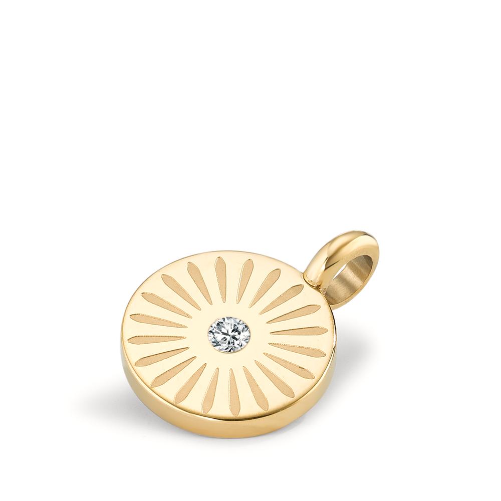 Charm-Anhänger Blüte Gold aus Edelstahl glänzend Ø11 mm