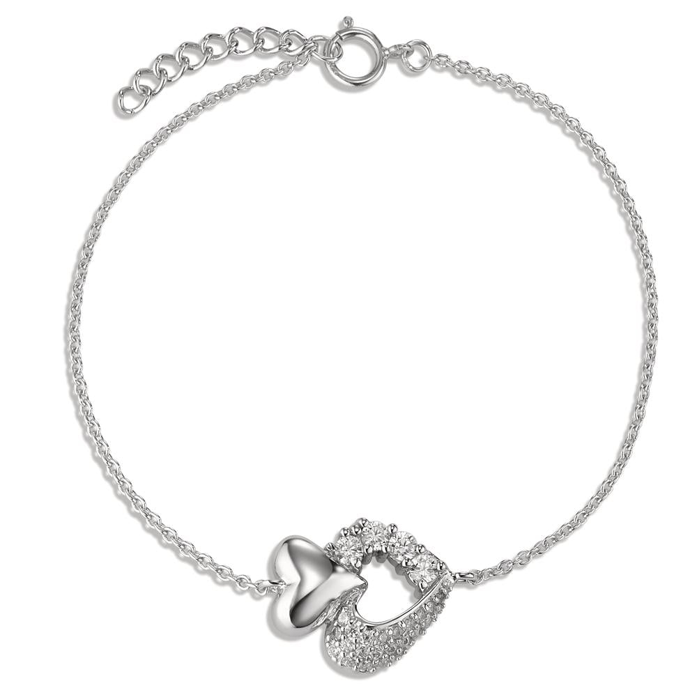 Armband Silber Zirkonia Herz verstellbar