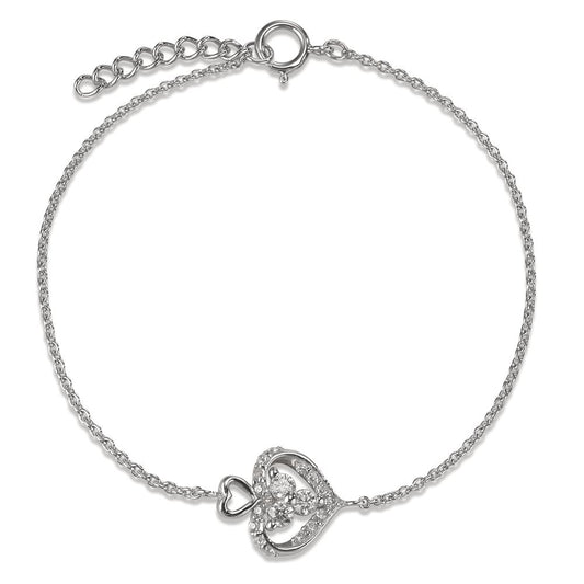 Armband Silber Zirkonia rhodiniert Herz verstellbar