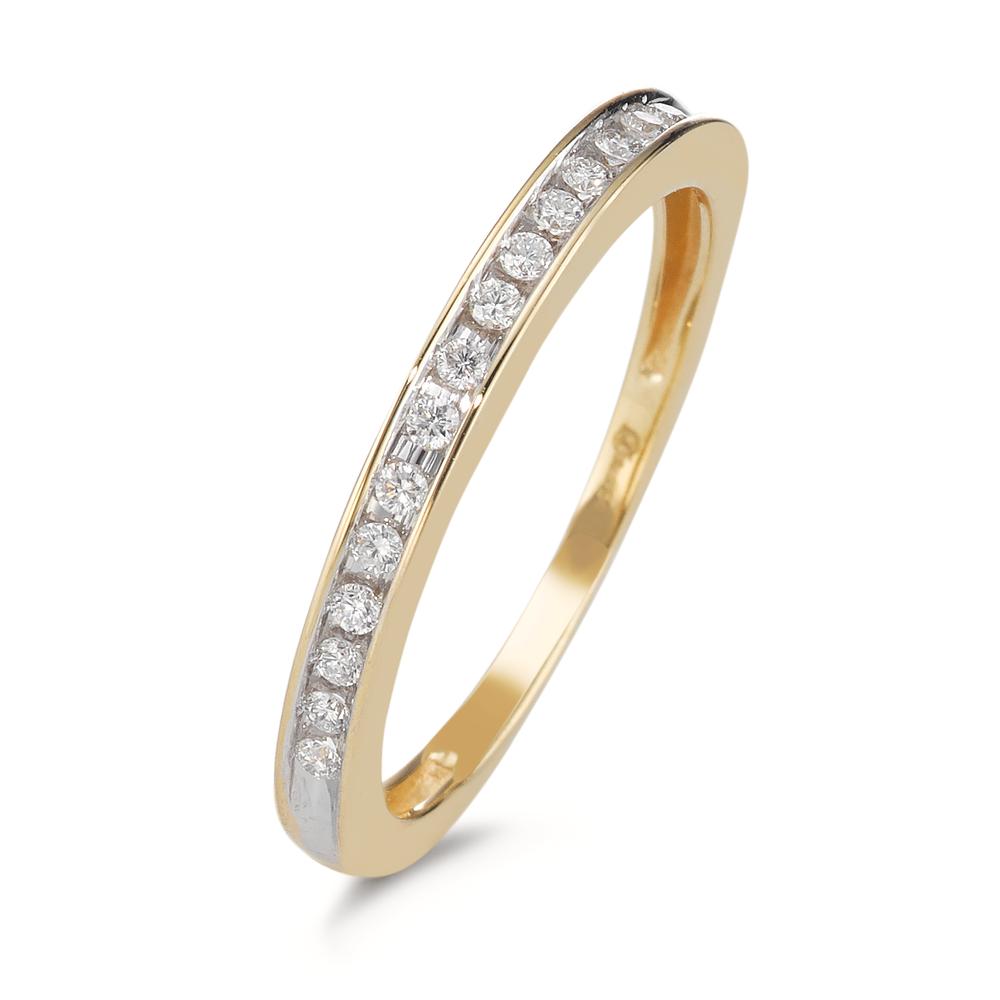 Fingerring 750/18 K Gelbgold Diamant 0.15 ct, 15 Steine, w-si