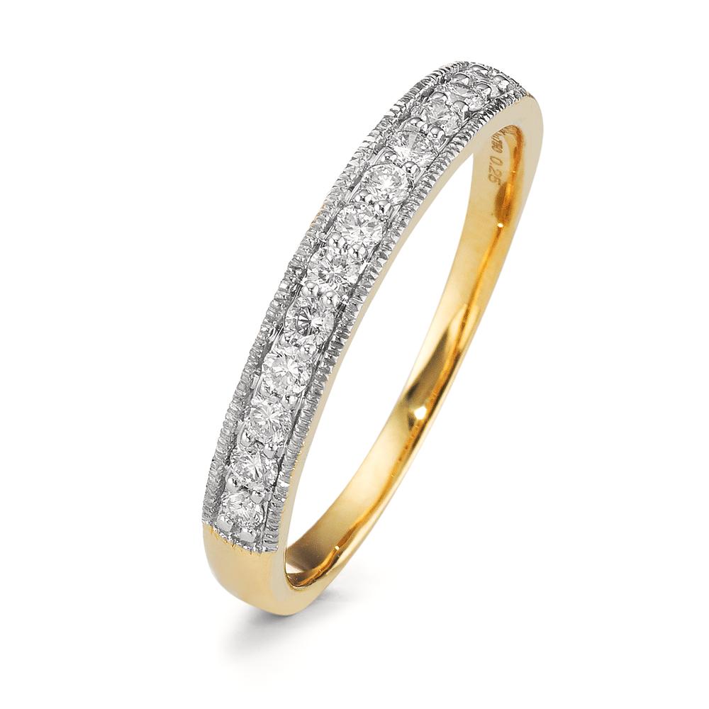 Memory Ring 750/18 K Gelbgold Diamant 0.25 ct, 12 Steine, w-si