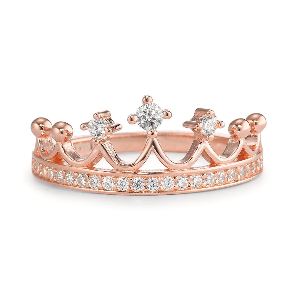 Fingerring Silber Zirkonia rosé vergoldet Krone