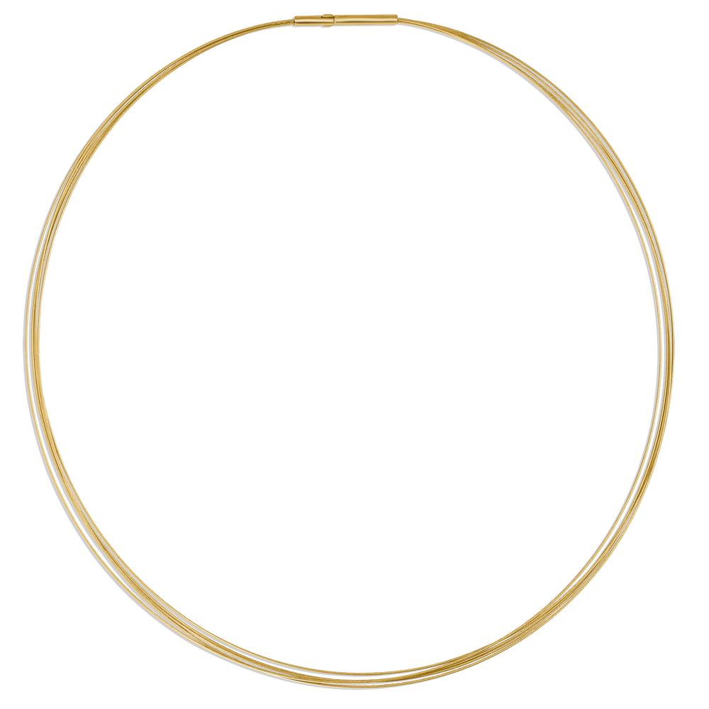 Seilcollier Aurely Gold aus Edelstahl 5-reihig mit Clipverschluss, 45cm