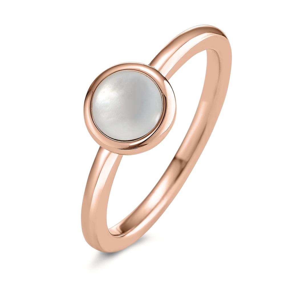 Fingerring Edelstahl rosé IP beschichtet Perlmutt Ø8 mm