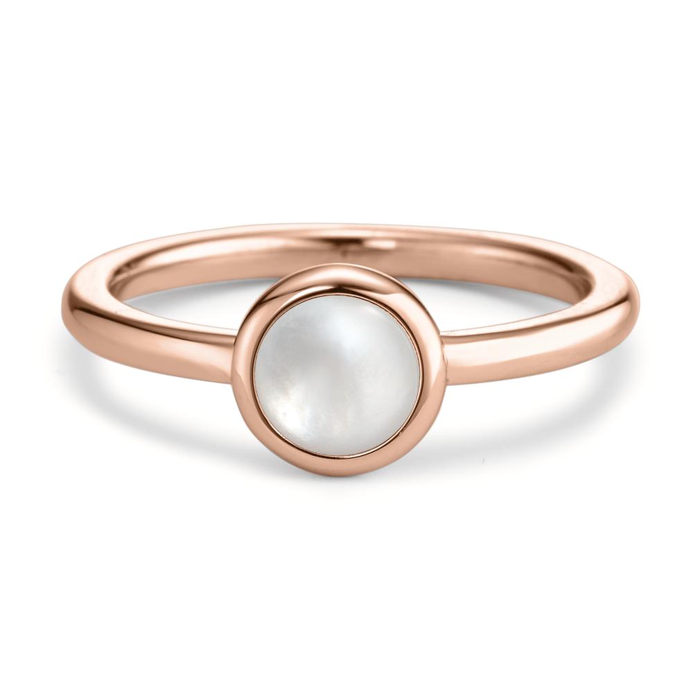 Fingerring Edelstahl rosé IP beschichtet Perlmutt Ø8 mm