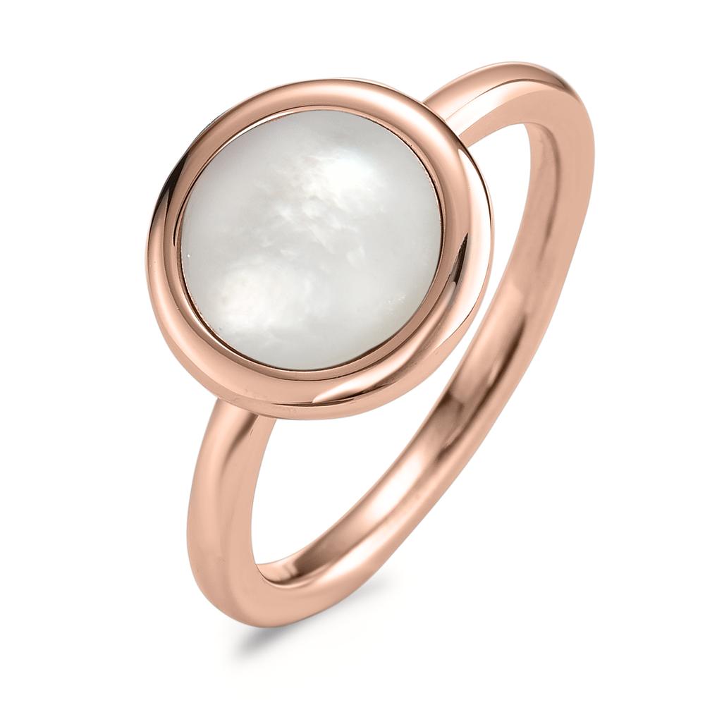 Fingerring Edelstahl rosé IP beschichtet Perlmutt Ø12 mm