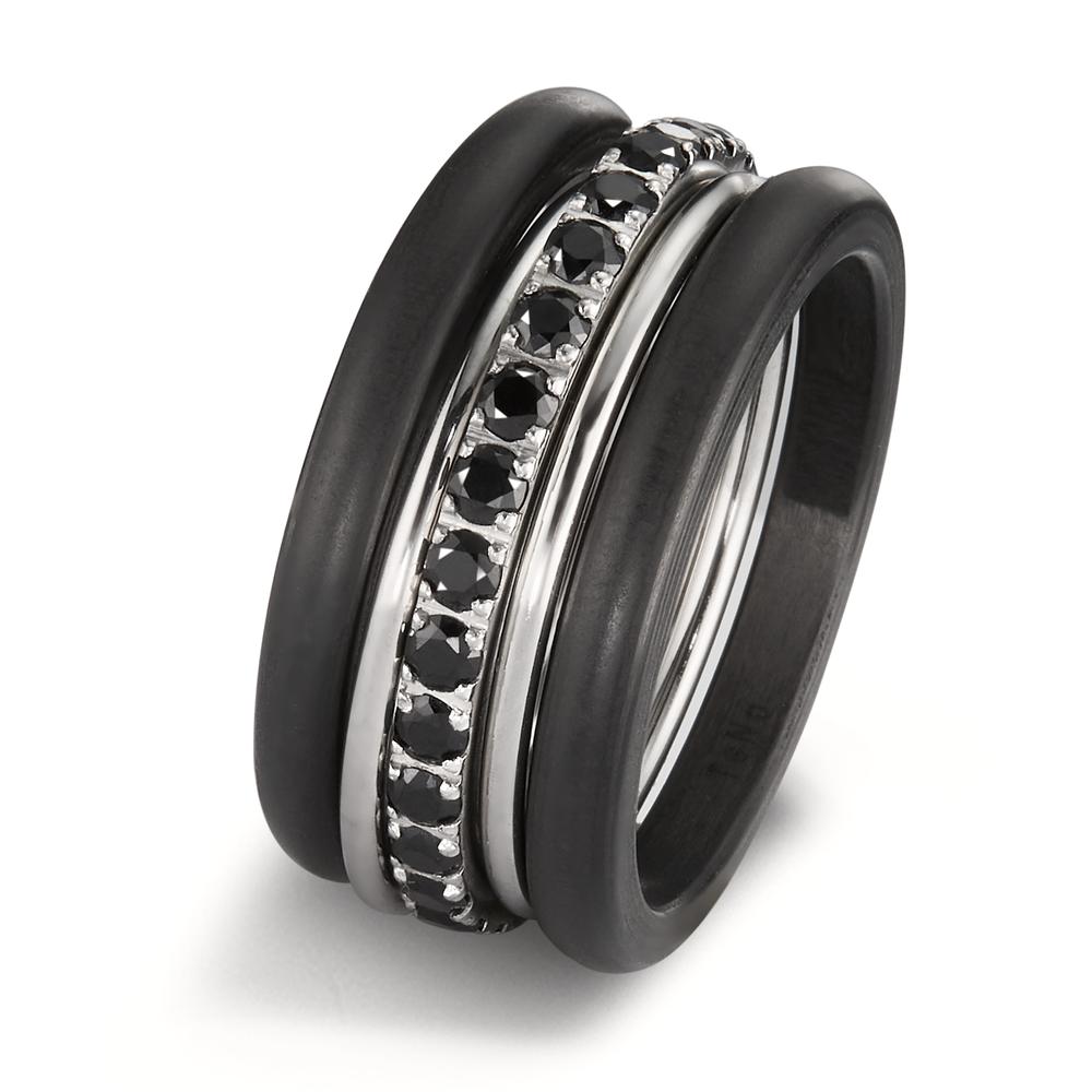 Memory Ring Edelstahl Zirkonia schwarz