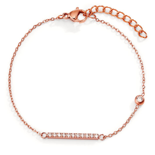 Armband Edelstahl Zirkonia 12 Steine rosé IP beschichtet verstellbar