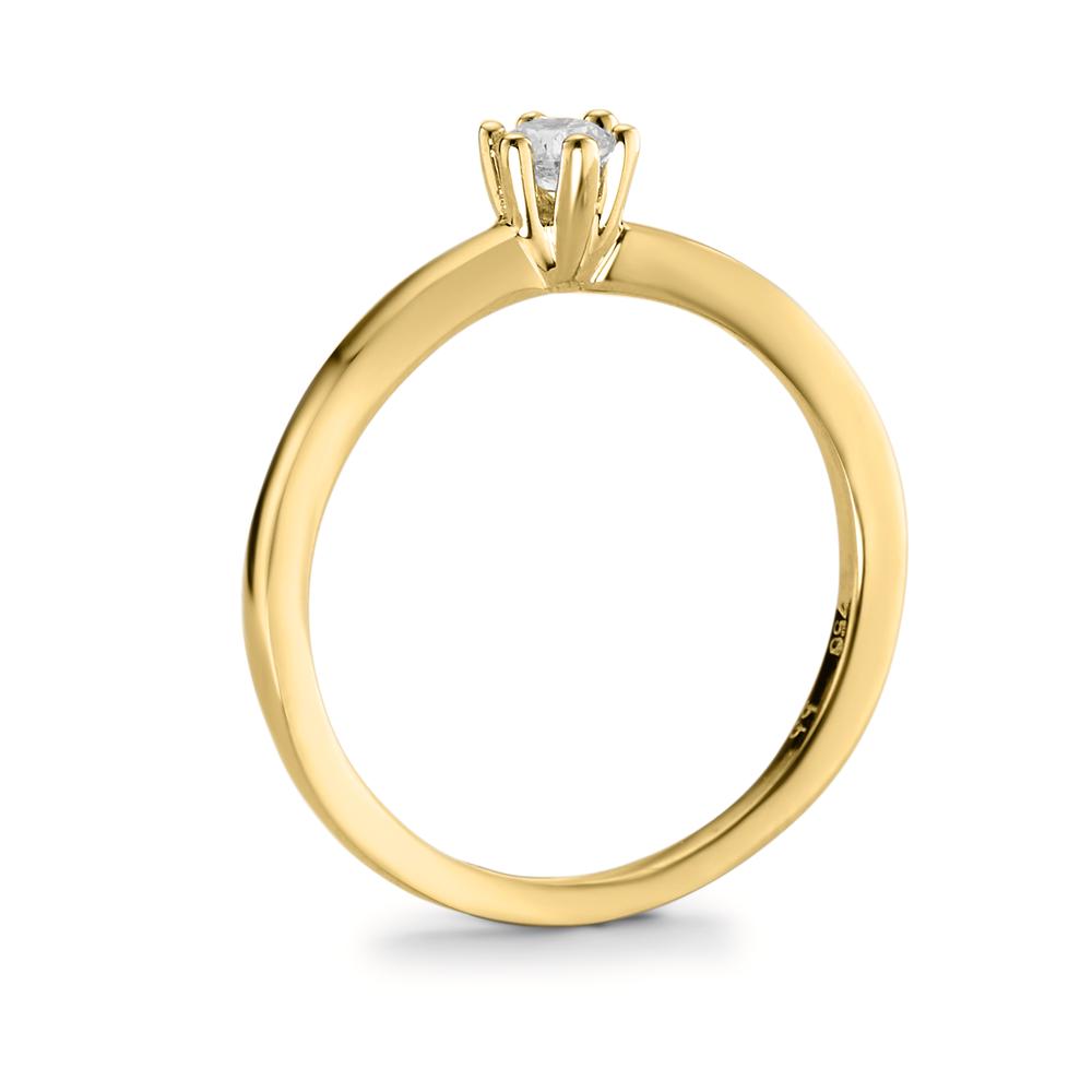 Solitär Ring 750/18 K Gelbgold Diamant 0.15 ct, w-si