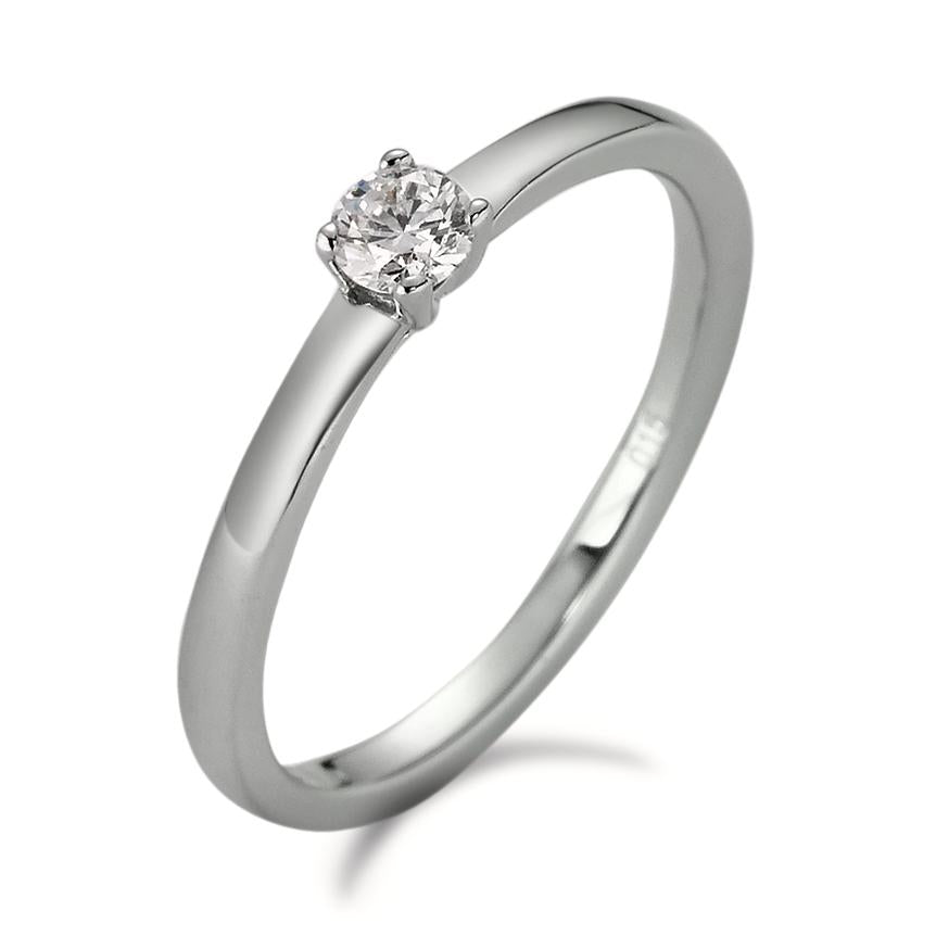 Solitär Ring 950 Platin Diamant weiss, 0.15 ct, Brillantschliff, w-si