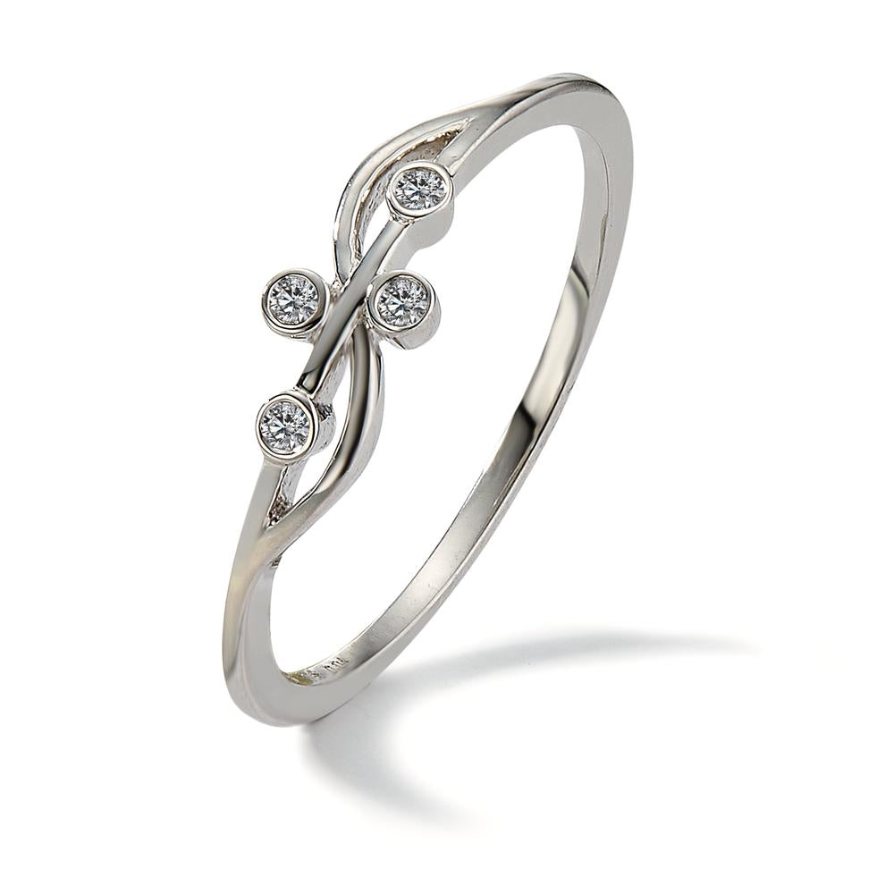 Fingerring 585/14 K Weissgold Diamant 0.04 ct, 4 Steine, w-si