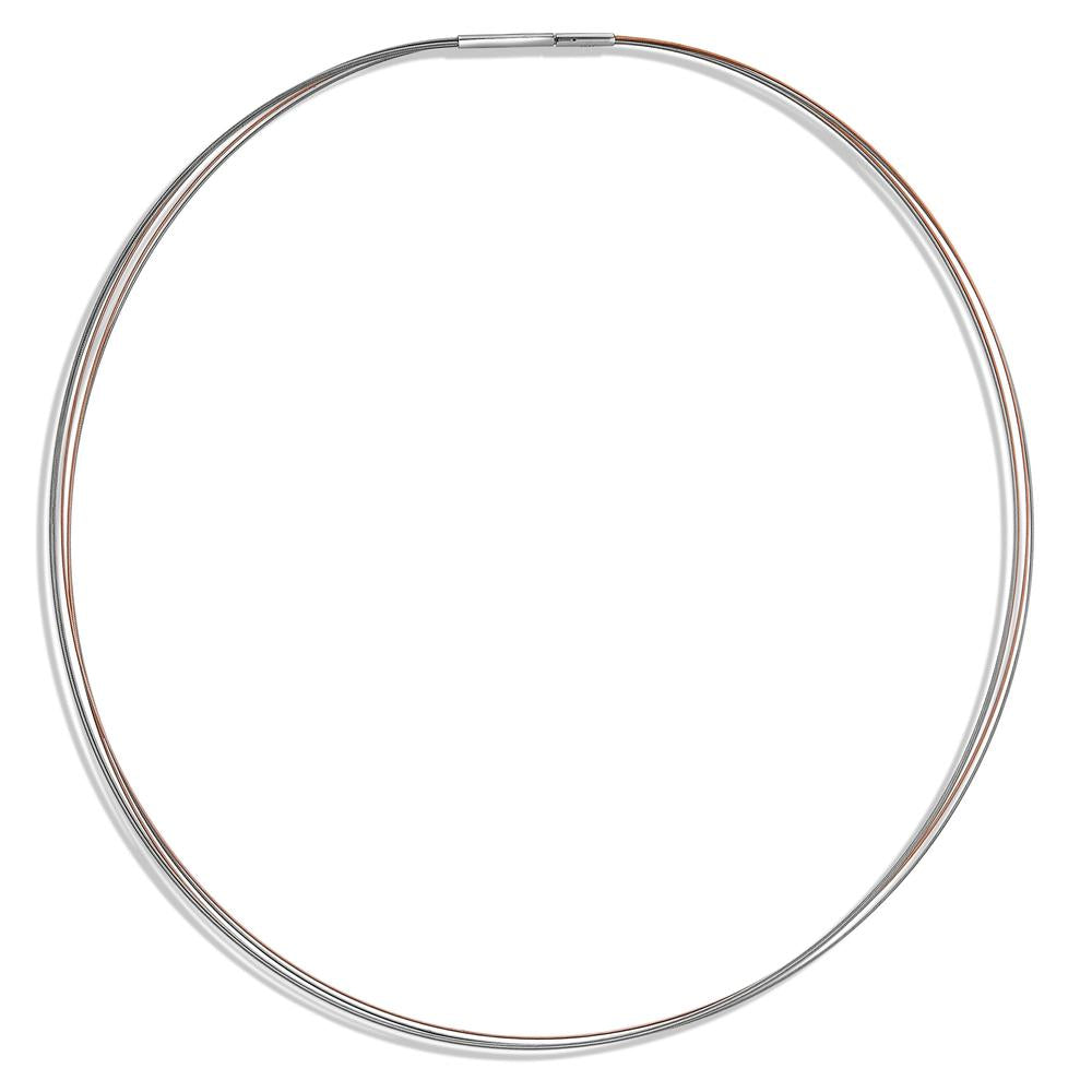 Seilcollier Aurely Bicolor-Rosé aus Edelstahl 5-reihig, Clipverschluss, 45cm