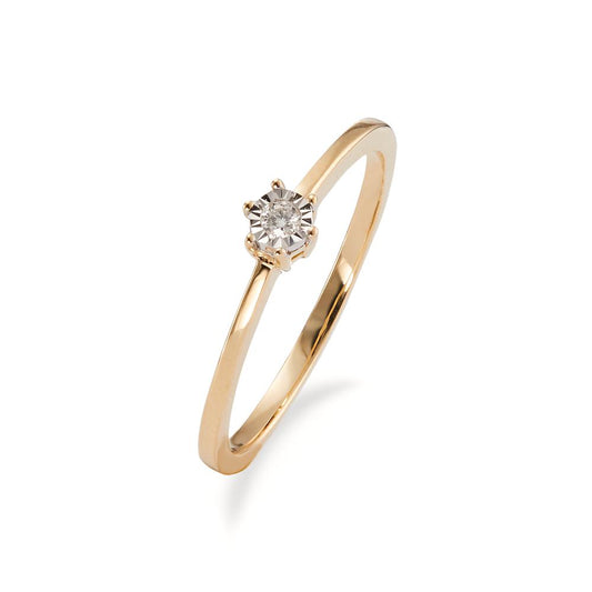 Solitär Ring 750/18 K Gelbgold Diamant 0.03 ct, w-si bicolor